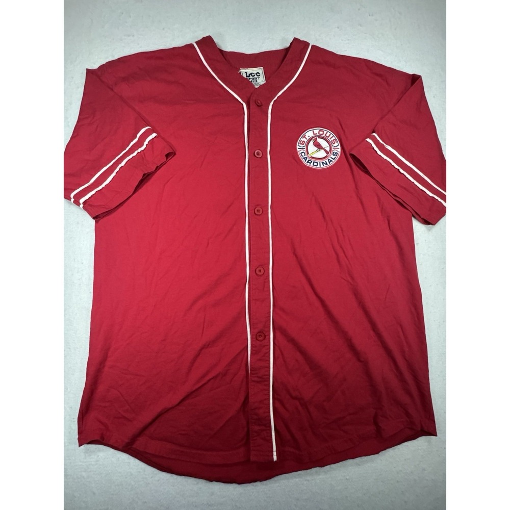 Vintage Lee Sport St Louis Cardinals Jersey Shirt Red MLB Tee XL Button Front
